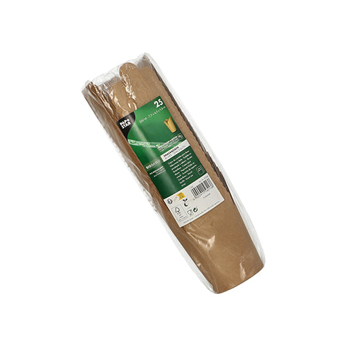 A package of 25 snack boxes (rectangular, cardboard) made of brown paper from PAPSTAR GmbH, eco-friendly and recyclable - ideal for parties and perfect in combination with matching PAPSTAR paper cups.