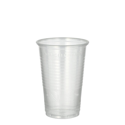 The Starpak 25 drinking cup made of PP (0.2l, Ø7.03cm, 9.9cm) is transparent with horizontal grooves and a slightly flared rim - ideal for on the go.
