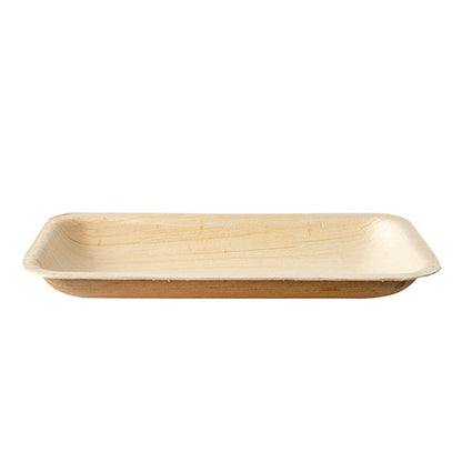 The PAPSTAR 25 trays, palm leaf "pure" square from PAPSTAR GmbH are rectangular, environmentally friendly disposable trays made from natural palm leaf - biodegradable and eco-friendly - perfect for sustainable serving.