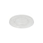 The PAPSTAR lid round Ø 9.5 cm, crystal clear, made of biodegradable PLA "pure" with cross-slot opening from PAPSTAR GmbH is round with a slightly raised center and is delivered in a pack of 100.