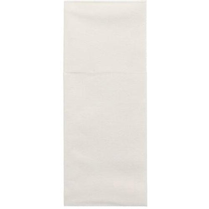 A Starpak 100 cutlery pouch airlaid napkin (40x48 cm, with cutlery fold) is presented unfolded against a white background and shows a fold line - ideal for table decoration or as a stylish cutlery pouch.