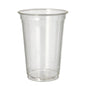 A PAPSTAR cold drink cup PLA "pure" (Ø 9.5 cm, 12.7 cm; 65 pieces) from PAPSTAR GmbH stands crystal clear and empty on a white background - ideal as a biodegradable cup for environmentally friendly cold drinks.