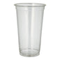 The PAPSTAR cold drink cup PLA "pure", crystal clear (Ø 9.5 cm, 15.14 cm) from PAPSTAR GmbH stands upright as a biodegradable disposable cup made of plastic on a simple white background.
