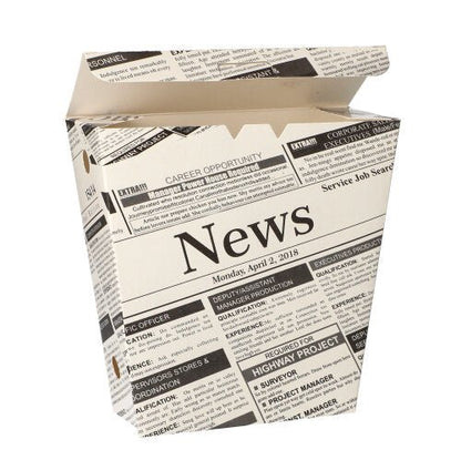 The PAPSTAR French fries scoop "Newsprint" (50 pieces) from PAPSTAR GmbH is a takeaway cardboard box with a foldable lid, designed to resemble newspaper print - perfect for serving fries in an environmentally friendly way.