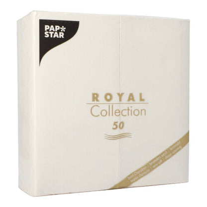 The ROYAL Collection from PAPSTAR GmbH includes 50 white paper napkins (40x40 cm, 1/8-fold), which are ideal for a stylishly set table with their simple, elegant design.
