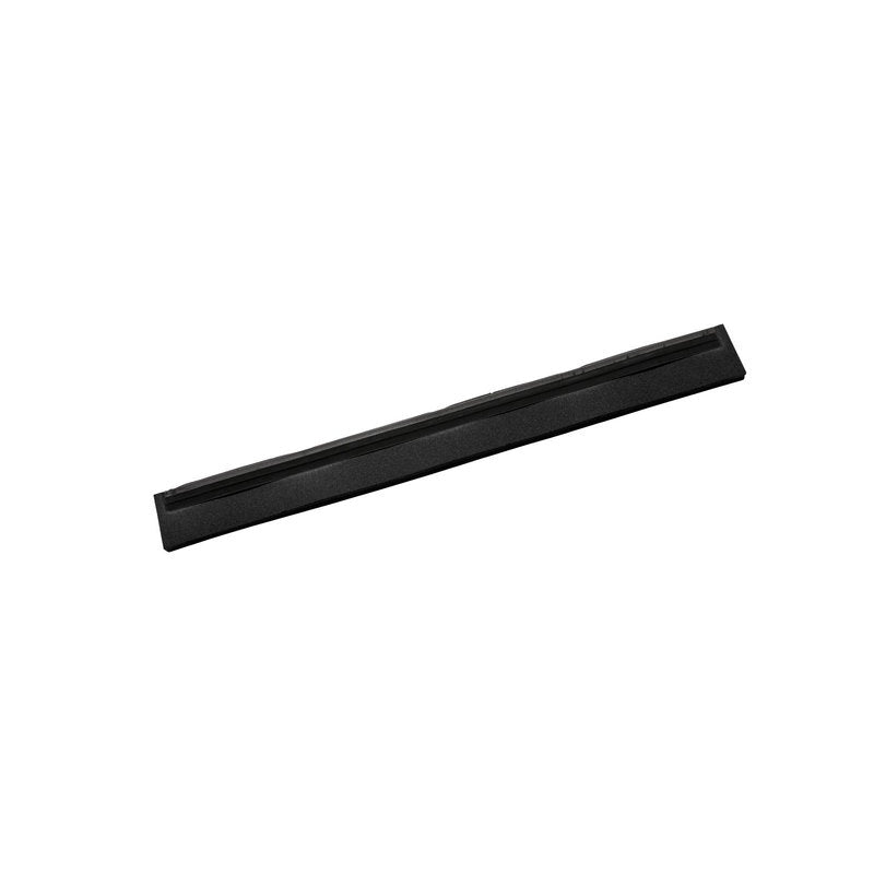 The REPLACEMENT RUBBER LIP, SINGLE-LIPPED, CELLULAR RUBBER BLACK, 320X20X22MM from Haug Bürsten KG is a black rectangular rubber strip with a groove for sealing applications, depicted on a simple white background.