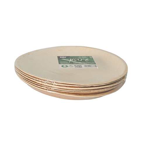 A 6-pack of PAPSTAR round palm leaf bowls (17.5 cm), environmentally friendly, by PAPSTAR GmbH, packaged in shrink wrap with a green label, depicted on a white background.