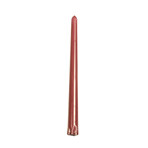 A PAPSTAR 8 taper candle (Ø 2.2 cm, 25 cm, 100% stearin) stands upright with a smooth surface, pointed tip, and fluted base - ideal as a long-burning red candle for candelabras; from PAPSTAR GmbH.
