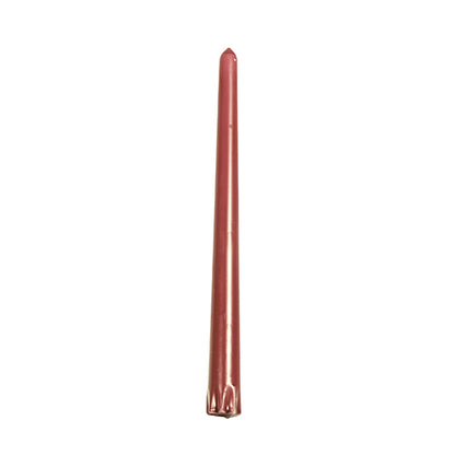 A PAPSTAR 8 taper candle (Ø 2.2 cm, 25 cm, 100% stearin) stands upright with a smooth surface, pointed tip, and fluted base - ideal as a long-burning red candle for candelabras; from PAPSTAR GmbH.