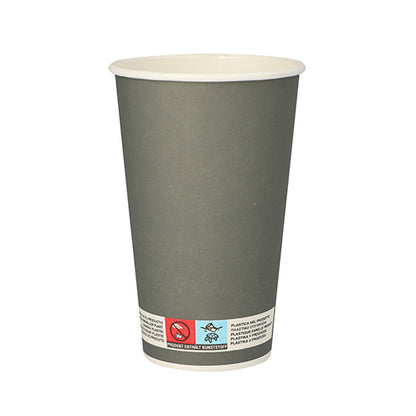 The PAPSTAR 20 drinking cup, cardboard 0.4 l from PAPSTAR GmbH is a gray, environmentally friendly cardboard cup with a white interior and a small label on the bottom, depicted upright against a white background.