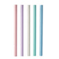 Five PAPSTAR bubble tea paper straws (Ø12mm, 20cm) in pink, lavender, white, mint green, and light blue stand upright in a row against a plain white background. Brand: PAPSTAR GmbH. Package: 200 pieces.