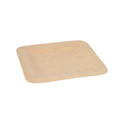 The PAPSTAR 10 plate, bamboo "pure" square from PAPSTAR GmbH is a square, flat, light bamboo plate with a raised edge - an eco-friendly choice for any table decoration.
