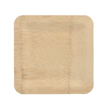 The PAPSTAR 10 plate, bamboo "pure" square from PAPSTAR GmbH is a square, eco-friendly bamboo plate with gently rounded corners and visible natural grain on a white background.