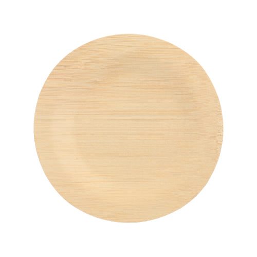A round, lightweight bamboo "pure" disposable plate from PAPSTAR GmbH (pack of 10), subtly grained, shown from above on a white background – eco-friendly and biodegradable.