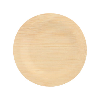 A round, lightweight bamboo "pure" disposable plate from PAPSTAR GmbH (pack of 10), subtly grained, shown from above on a white background – eco-friendly and biodegradable.