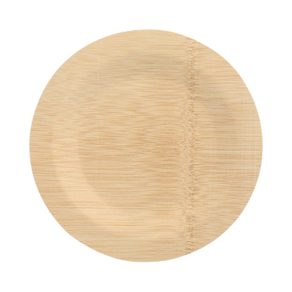 The PAPSTAR 10 plates bamboo "pure" round from PAPSTAR GmbH is a light, round disposable plate with natural grain and visible seam – ideal for sustainable and biodegradable tableware use.
