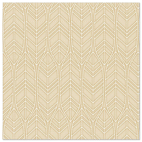 A sand-colored PAPSTAR GmbH ROYAL Collection napkin (40x40 cm, 1/4-folded) shows a repeating pattern of vertical, stylized leaf outlines reminiscent of the elegant designs of high-quality napkins.