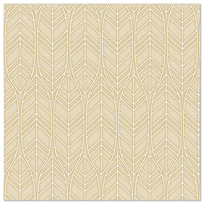A sand-colored PAPSTAR GmbH ROYAL Collection napkin (40x40 cm, 1/4-folded) shows a repeating pattern of vertical, stylized leaf outlines reminiscent of the elegant designs of high-quality napkins.