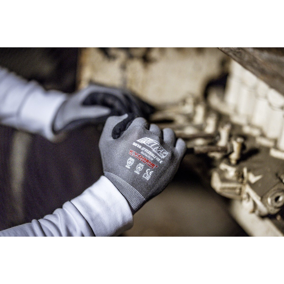 NITRAS FLEXIBLE FIT K, assembly gloves, gray / black