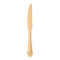 A single PAPSTAR wooden knife "pure", 20.5 cm in vintage design by PAPSTAR GmbH is shown vertically with the handle down and the serrated blade up against a white background.