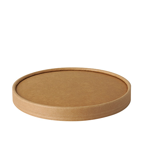 The PAPSTAR lid for salad bowls, round 15 cm, brown, "pure" (50 pieces) from PAPSTAR GmbH is a round, eco-friendly cardboard lid - ideal as a paper lid for salad or for covering salad bowls. Pictured on a white background.