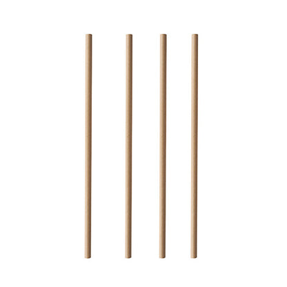 Four PAPSTAR 100 paper straws "pure" (Ø 6 mm, 20 cm, PAPSTAR GmbH) stand vertically in a row on a white background.