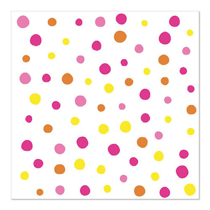 PAPSTAR 30 napkins from PAPSTAR GmbH, 3-ply and 33x33 cm with a white background and colorful dots design in pink, yellow, orange, and red – ideal for stylish table decoration.