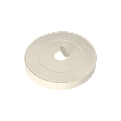 The PAPSTAR lid for drinking cups, round Ø 8 cm, white made of cardboard/foil (50 pieces) by PAPSTAR GmbH is ideal for eco-friendly use and features a flat, round design with a tab and hole.