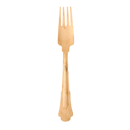 A PAPSTAR wooden fork "pure" (19.5 cm) in vintage design, from a 6-pack by PAPSTAR GmbH, was photographed against a white background.