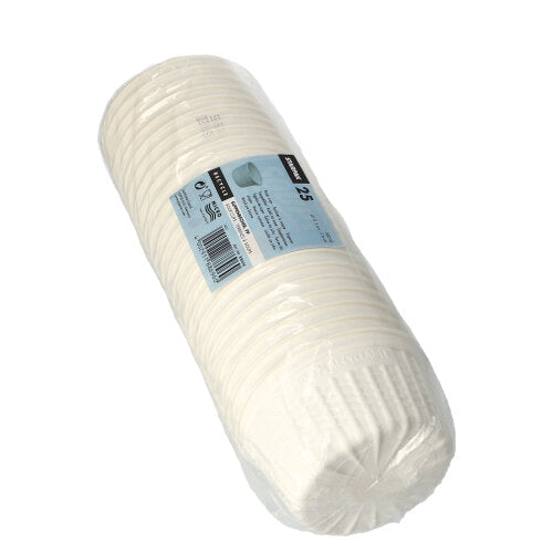 A pack of 25 white Starpak soup cups "To Go", PP, 500 ml, Ø 11.5 cm, packaged in a clear plastic packaging with a blue-black label.