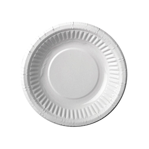 A round, white PAPSTAR bowl (19 cm Ø, 3 cm high) by PAPSTAR GmbH, depicted from above on a white background - ideal for parties or picnics. The package contains 12 eco-friendly bowls in shrink wrap.
