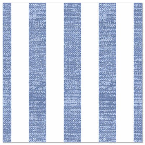 The PAPSTAR GmbH "ROYAL Collection" 50 napkins (40 x 40 cm, blue) have a square pattern with alternating textured blue and solid white longitudinal stripes, adding a stylish accent to your set table.