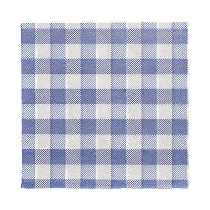 The 100 napkins from PAPSTAR GmbH, 1-ply 1/4-fold, 33 x 33 cm, feature a blue and white gingham pattern with alternating squares. FSC-certified for an environmentally friendly choice - perfect for stylish and eco-conscious settings.