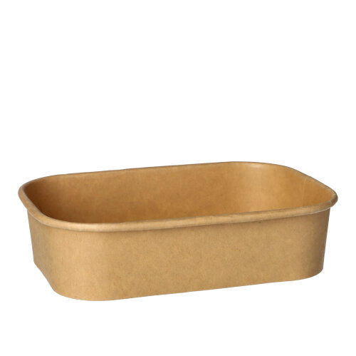 The PAPSTAR 25 packaging cups from PAPSTAR GmbH is a rectangular, brown paper bowl with rounded corners and flared sides, photographed on a white background. Sustainable and practical – the ideal eco-friendly packaging for environmentally conscious serving.