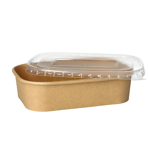 The PAPSTAR GmbH 25 packaging cups made from brown, rectangular cardboard with a clear lid are eco-friendly packaging solutions and are ideal for sustainable use.
