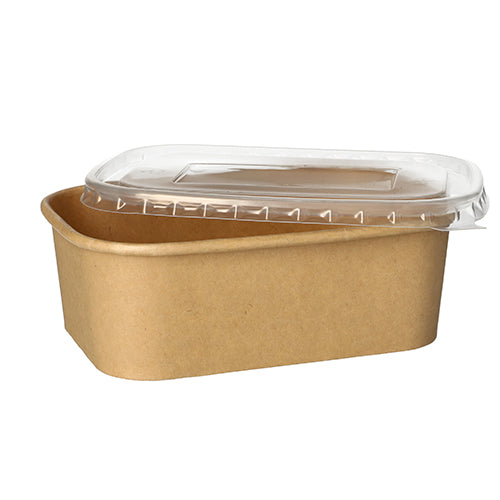 The PAPSTAR GmbH offers rectangular, brown cardboard cups (25 pieces) with clear lids as an eco-friendly packaging solution, presented on a white background.