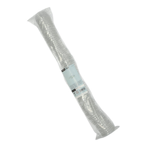 A pack of 125 clear Starpak PET lids for dressing cups, round, Ø 5.9 cm × 0.7 cm, tightly stacked in a cylindrical shape with a product label on the packaging, wrapped in plastic.