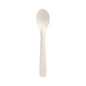 On a white background is a PAPSTAR paper spoon from the 50-pack "pure" (17.6 cm, white) by PAPSTAR GmbH depicted with the front side up - a sustainable paper alternative to plastic cutlery.