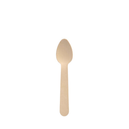 A single PAPSTAR wooden coffee spoon "pure", 11 cm, waxed (100 pieces, PAPSTAR GmbH), is centered on a white background.