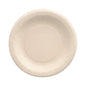 The PAPSTAR 20 plates made from agricultural residues "pure" round by PAPSTAR GmbH is an eco-friendly, beige disposable plate with a flat side and slightly textured surface, depicted from above on a white background.