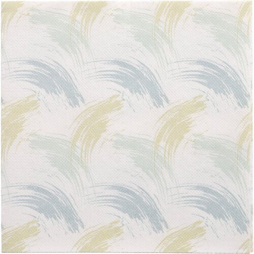 A square tile with pastel arches in light blue, green, and beige on white - this is the elegance of the PAPSTAR 50 napkins "ROYAL Collection" 1/4 fold 40 x 40 cm blue from PAPSTAR GmbH.
