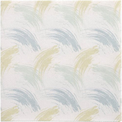 A square tile with pastel arches in light blue, green, and beige on white - this is the elegance of the PAPSTAR 50 napkins "ROYAL Collection" 1/4 fold 40 x 40 cm blue from PAPSTAR GmbH.