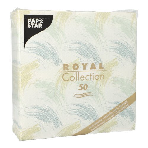 A pack of 50 blue PAPSTAR "ROYAL Collection" 40x40 cm luxury paper napkins, 1/4 fold, from PAPSTAR GmbH.
