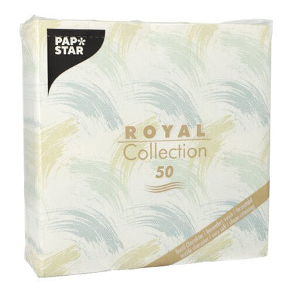 A pack of 50 blue PAPSTAR "ROYAL Collection" 40x40 cm luxury paper napkins, 1/4 fold, from PAPSTAR GmbH.