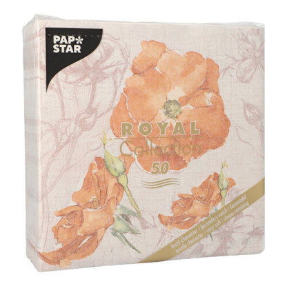A 50-pack PAPSTAR "ROYAL Collection" napkins (40x40 cm, 1/4 fold) in nectarine from PAPSTAR GmbH, with elegant design.