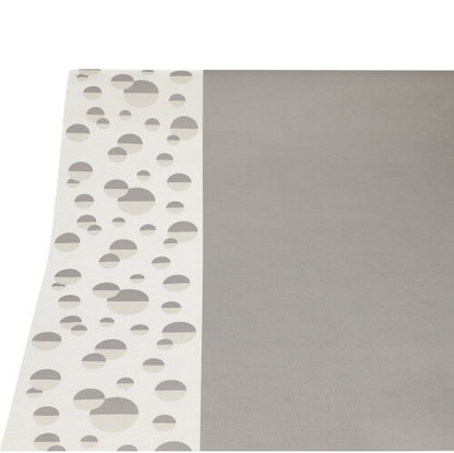 The PAPSTAR tablecloth (paper, 3 m x 1.2 m) from PAPSTAR GmbH is rectangular, has a light gray area with a white border and differently sized gray circles on a white background.