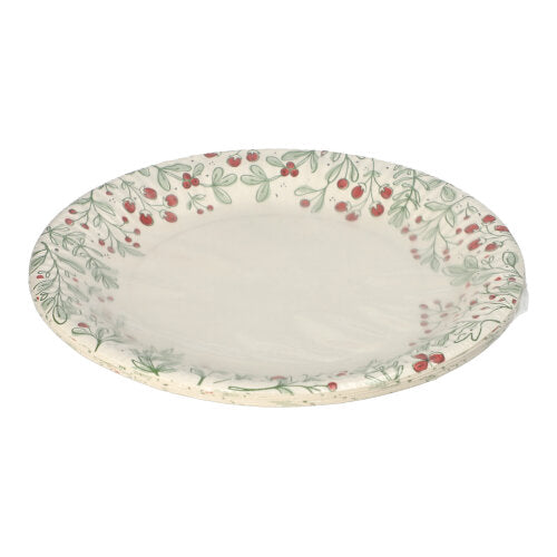 A round cardboard plate, PAPSTAR 10 plates from PAPSTAR GmbH, Ø 23 cm, is shown empty against a white background. Unlike ceramic plates with decorative patterns, this disposable plate is ideal for parties and events.