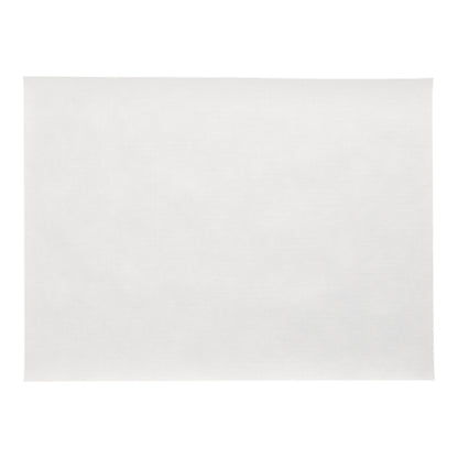 A set of 100 table mats, fabric-like, fleece "soft selection plus" (30 x 40 cm) from PAPSTAR GmbH is depicted unused and unlabeled against a white background, highlighting its soft, fabric-like texture and simple, white, rectangular design.