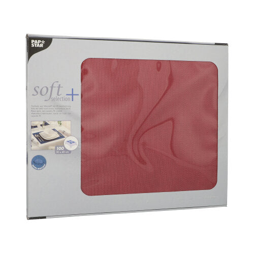A box of fleece table mats "soft selection plus" from PAPSTAR GmbH, fabric-like, 100 pieces in the box, each 30 x 40 cm in size.