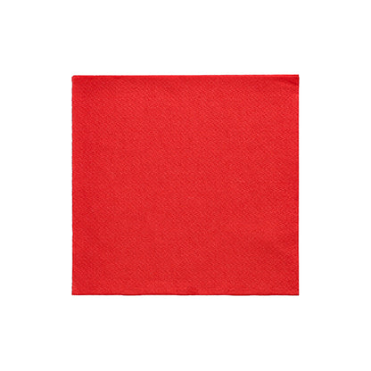 A single PAPSTAR napkin 1/4-fold, 24x24 cm red napkin from the "DAILY Collection" (20 pieces) of PAPSTAR GmbH lies flat on a white surface.